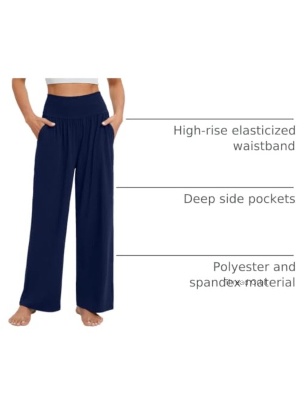 Wide Leg Yoga Pants with Pockets High Waisted Flowy Lounge Pajama Sweatpants - Picture 3 of 6